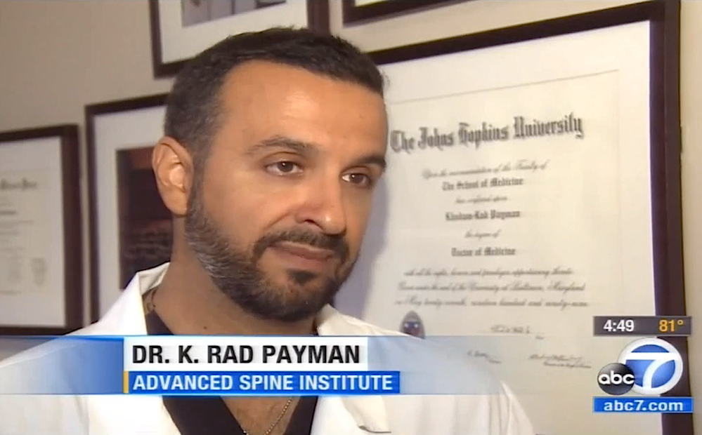 Rad Payman MD on ABC 7 News in story on back pain